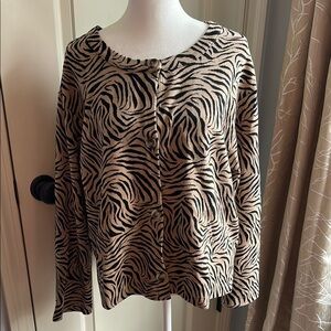 Ann Taylor Zebra Print Button-Up Women's Cardigan